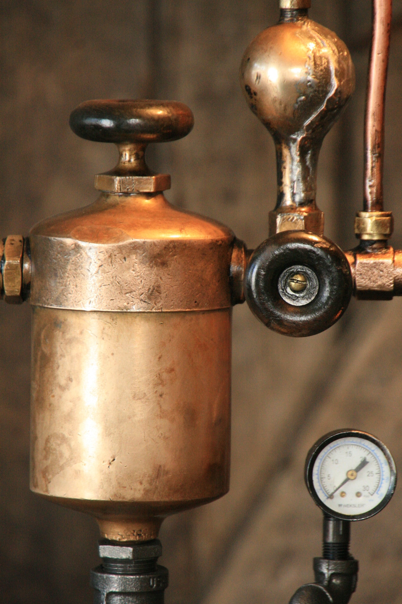 Steampunk Industrial Lamp, Vintage Oiler & Green Shade #1074