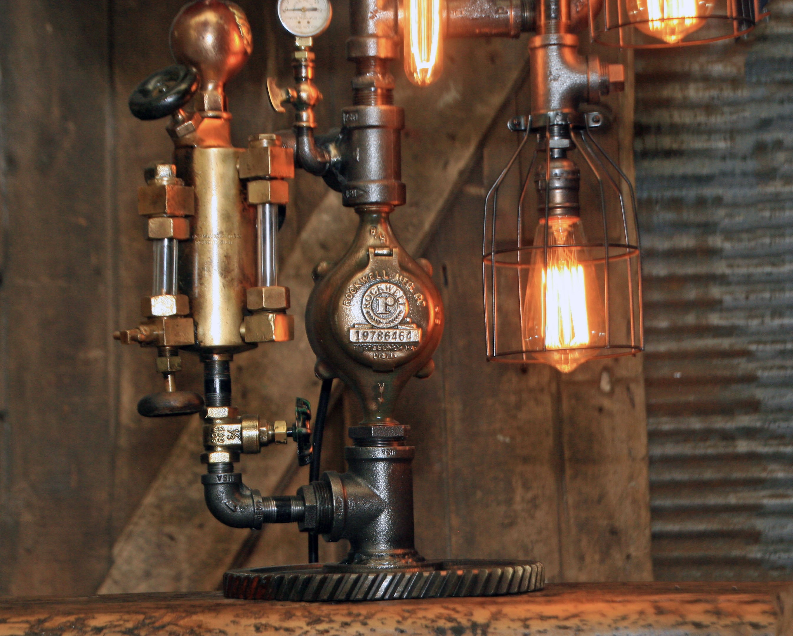 Steampunk Industrial / Steam Gauge Lamp / Milwaukee  / Allis Chalmers / Oiler / Farm Tractor  / Lamp #3031