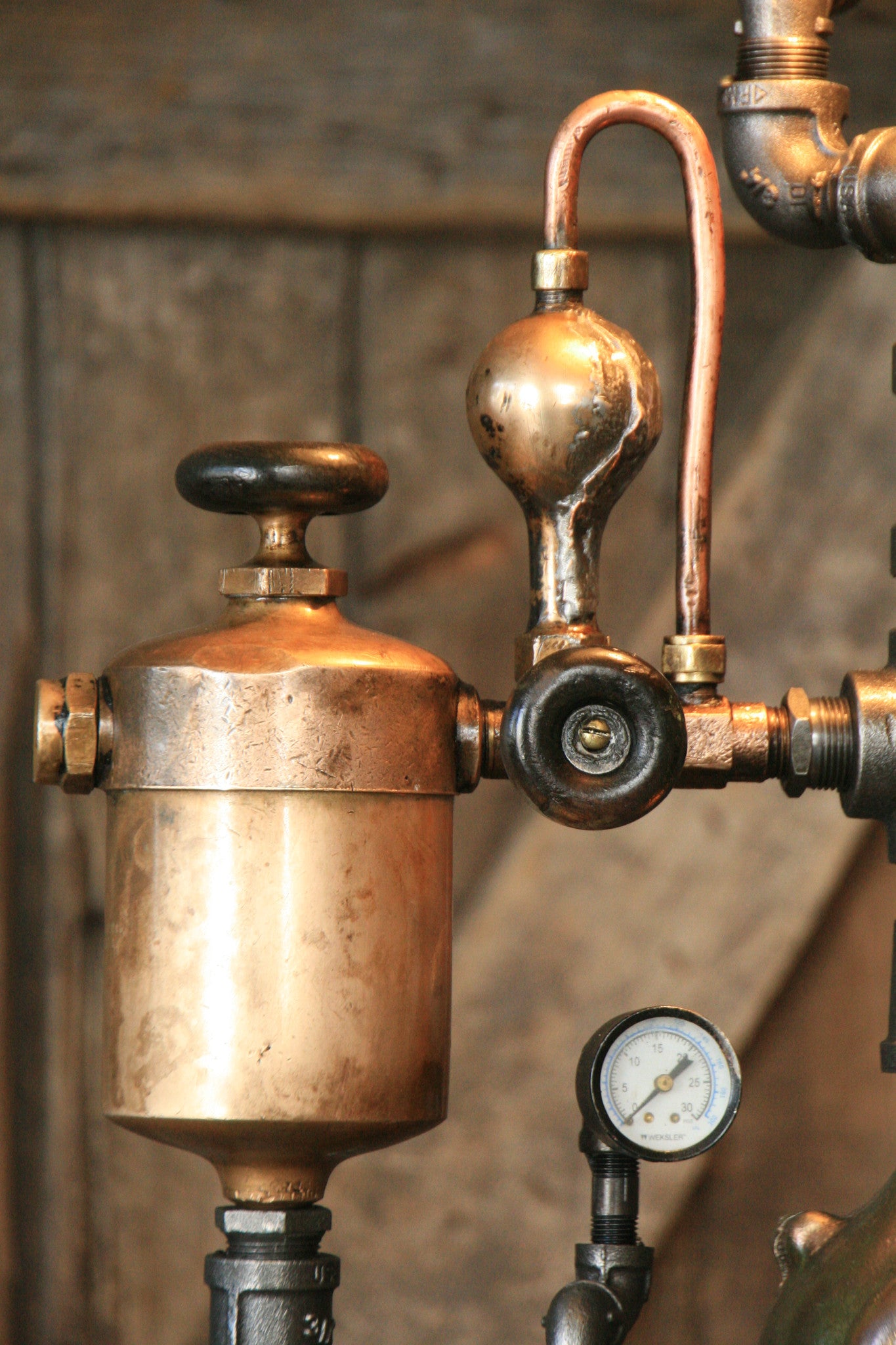 Steampunk Industrial Lamp, Vintage Oiler & Green Shade #1074