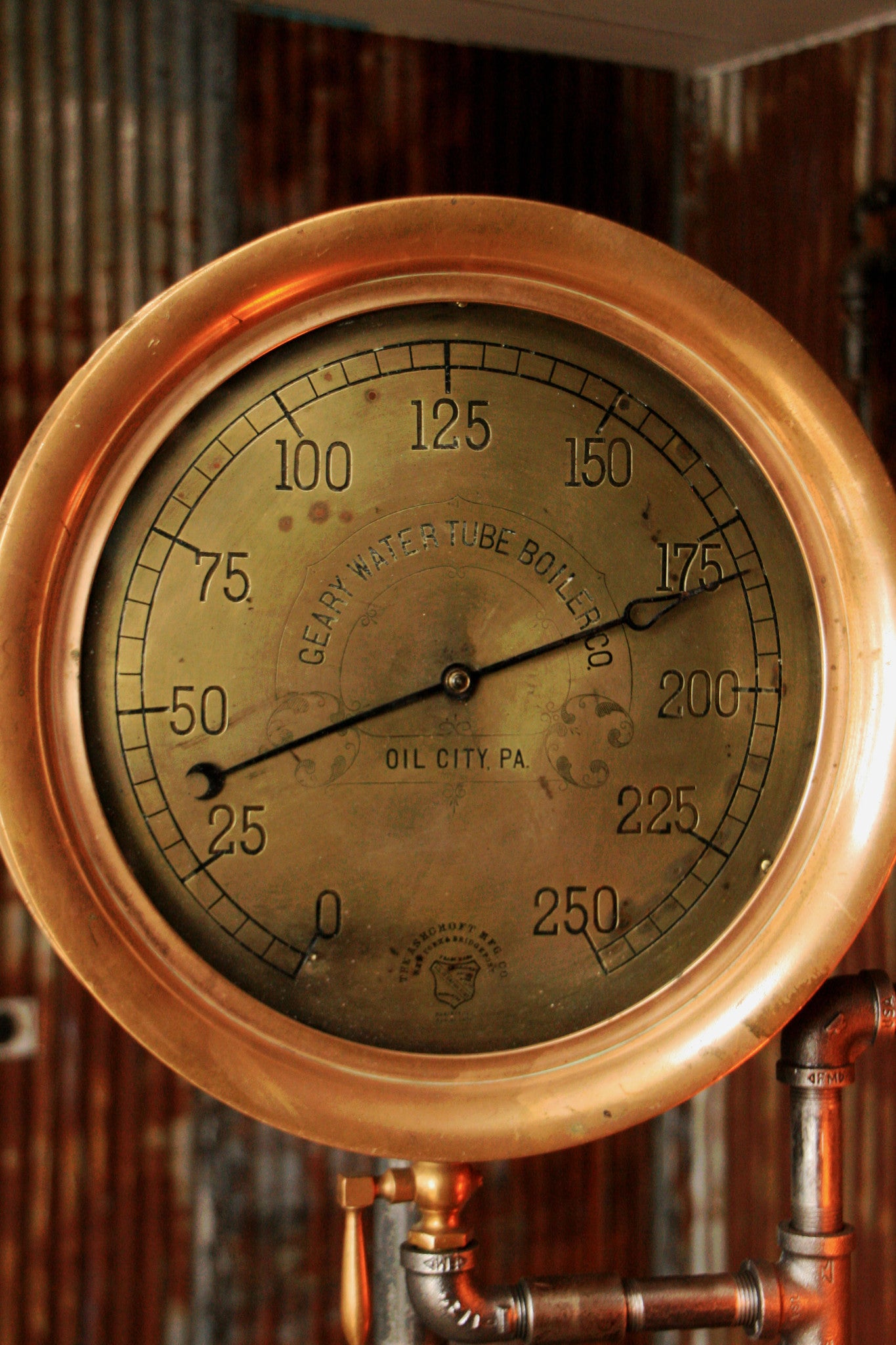 Steampunk, Industrial Pipe and Vintage Steam Gauge Floor Lamp #824