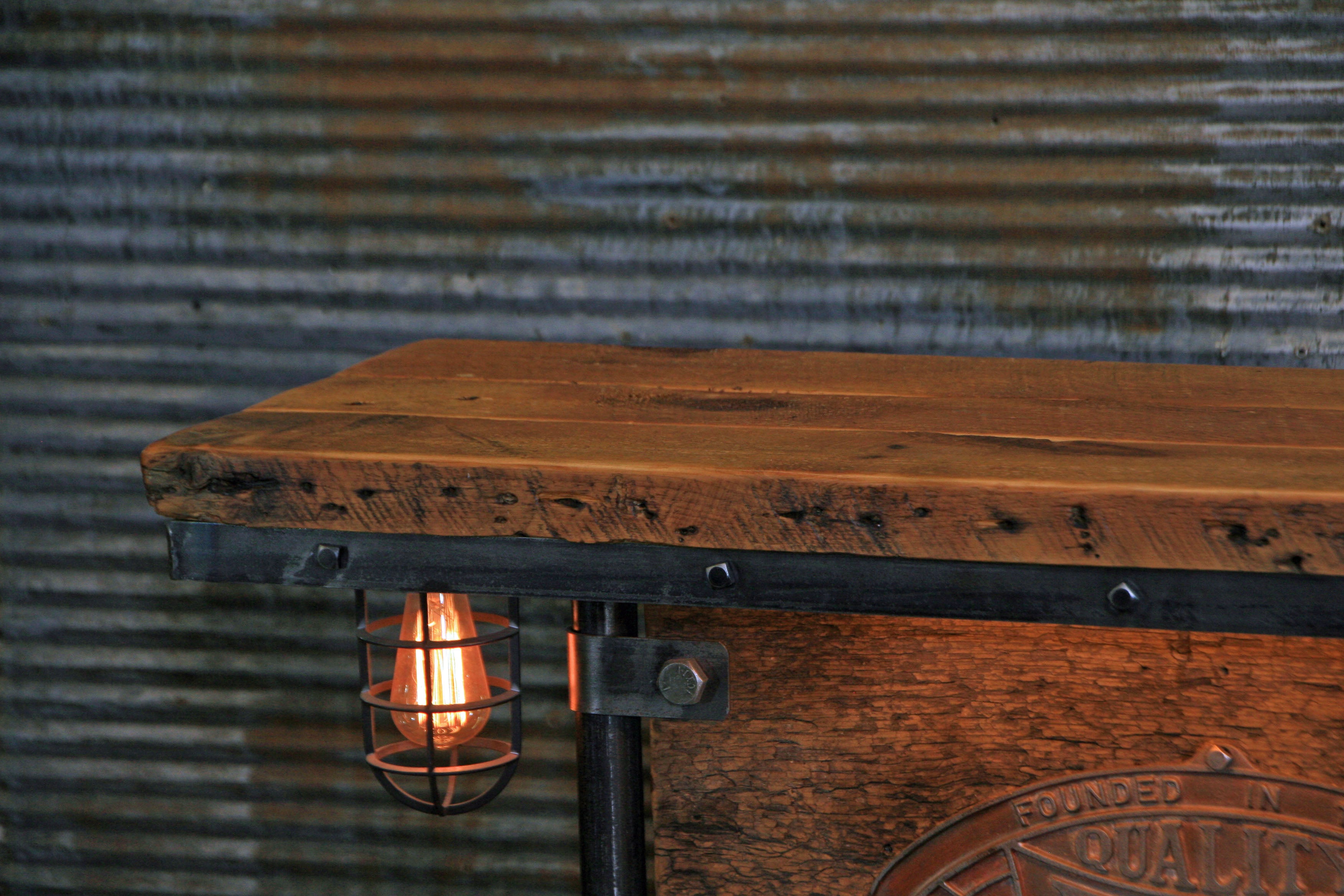 Steampunk Industrial / Barn Wood / Table / Console / Bar / Lighted / Table #2100
