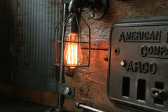 Steampunk Industrial, Lighted Barn wood Furnace Door Table, Console #966