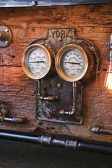 Steampunk Industrial / Table / Barn wood / Steam Gauge / York #1439 - SOLD