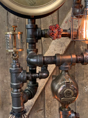 Steampunk Industrial / Fire Hydrant / Floor Lamp / Steam Gauge / Lamp #2572