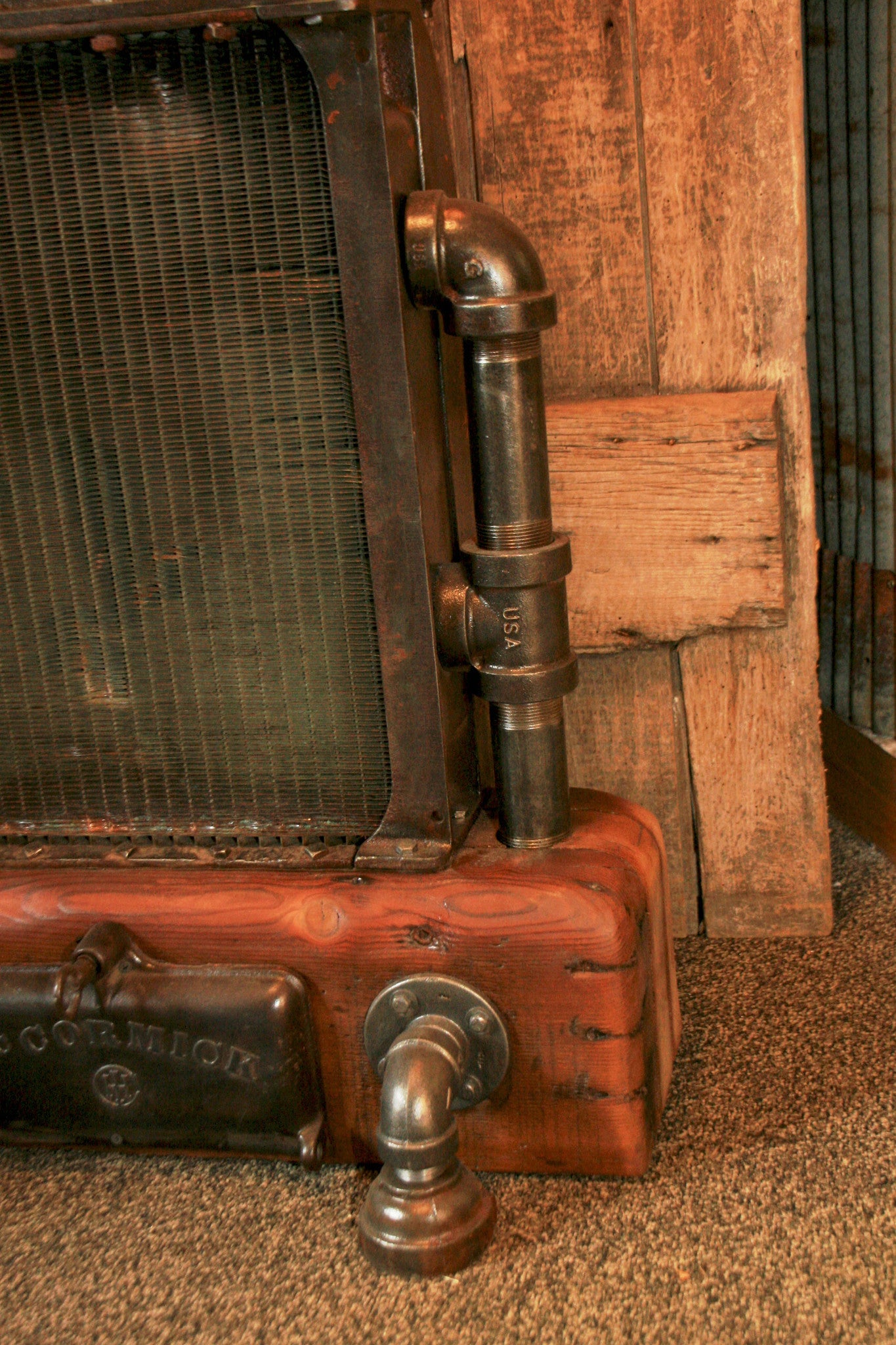 Steampunk Industrial , Antique Case Radiator Floor Lamp Farm  - #627