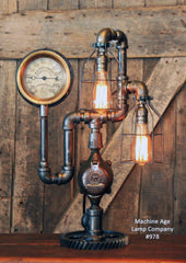 Steampunk Industrial, Steam Gauge and Oiler, Lamp, Minneapolis MN #978 - SOLD