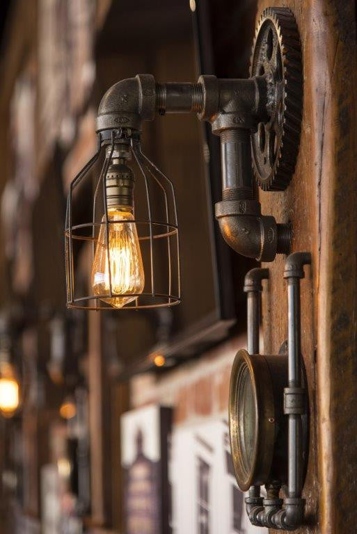 Steampunk, Industrial Barn Wood Wall Sconce, Steam Gauge - #628