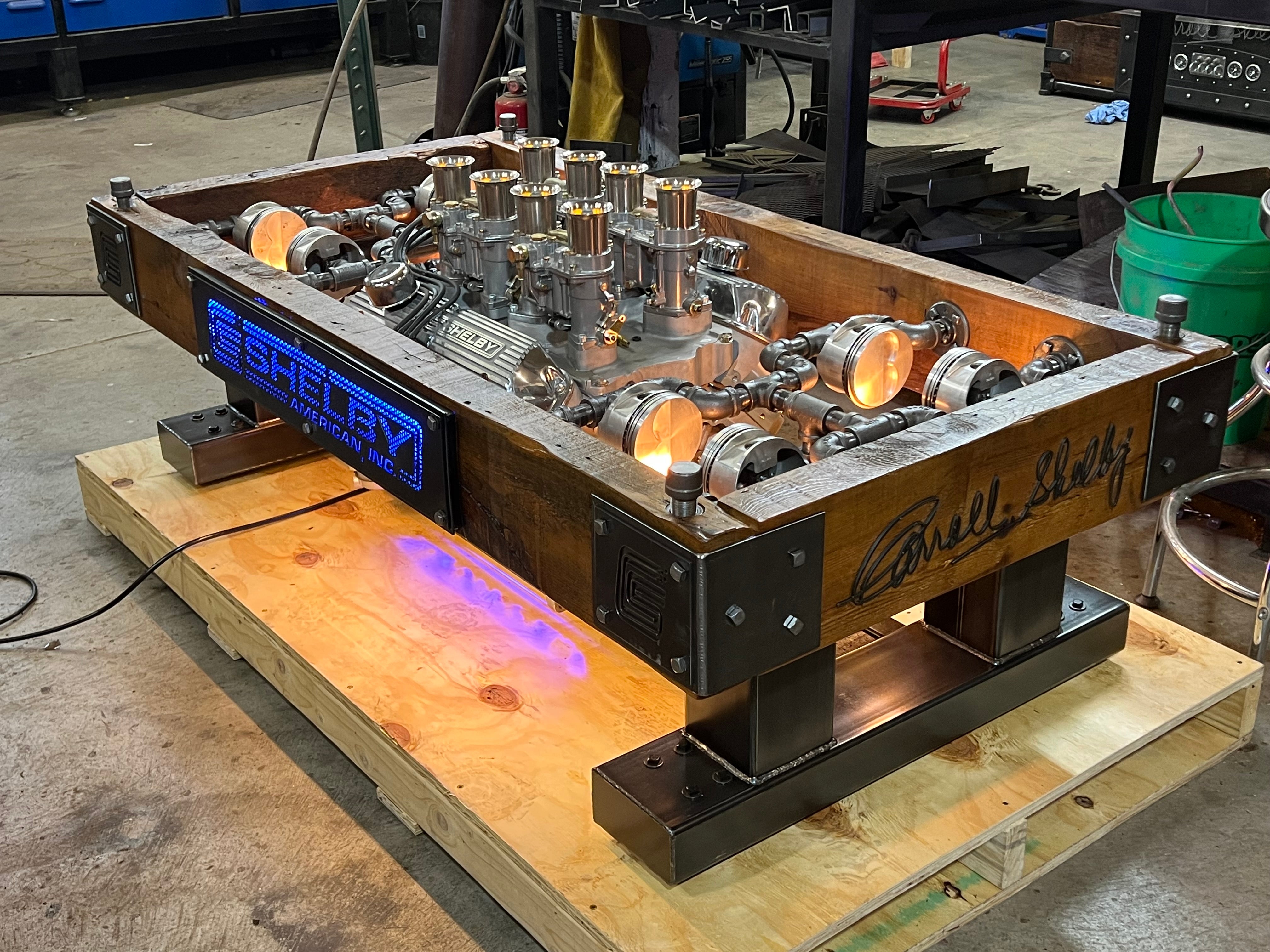 Industrial / "Coffee Table Height / Carroll Shelby 289 Engine / Table Ford Shelby / Automotive / Table #002