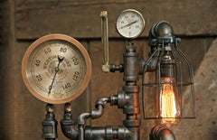 Steampunk Industrial / Railroad / Steam Gauge / Train / Gear /  Westinghouse / Boston / Lamp #1712