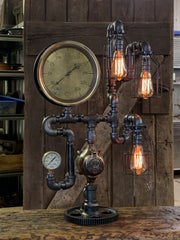 Steampunk Industrial / Machine Age Lamp / Antique Steam Gauge  / Lamp #3102