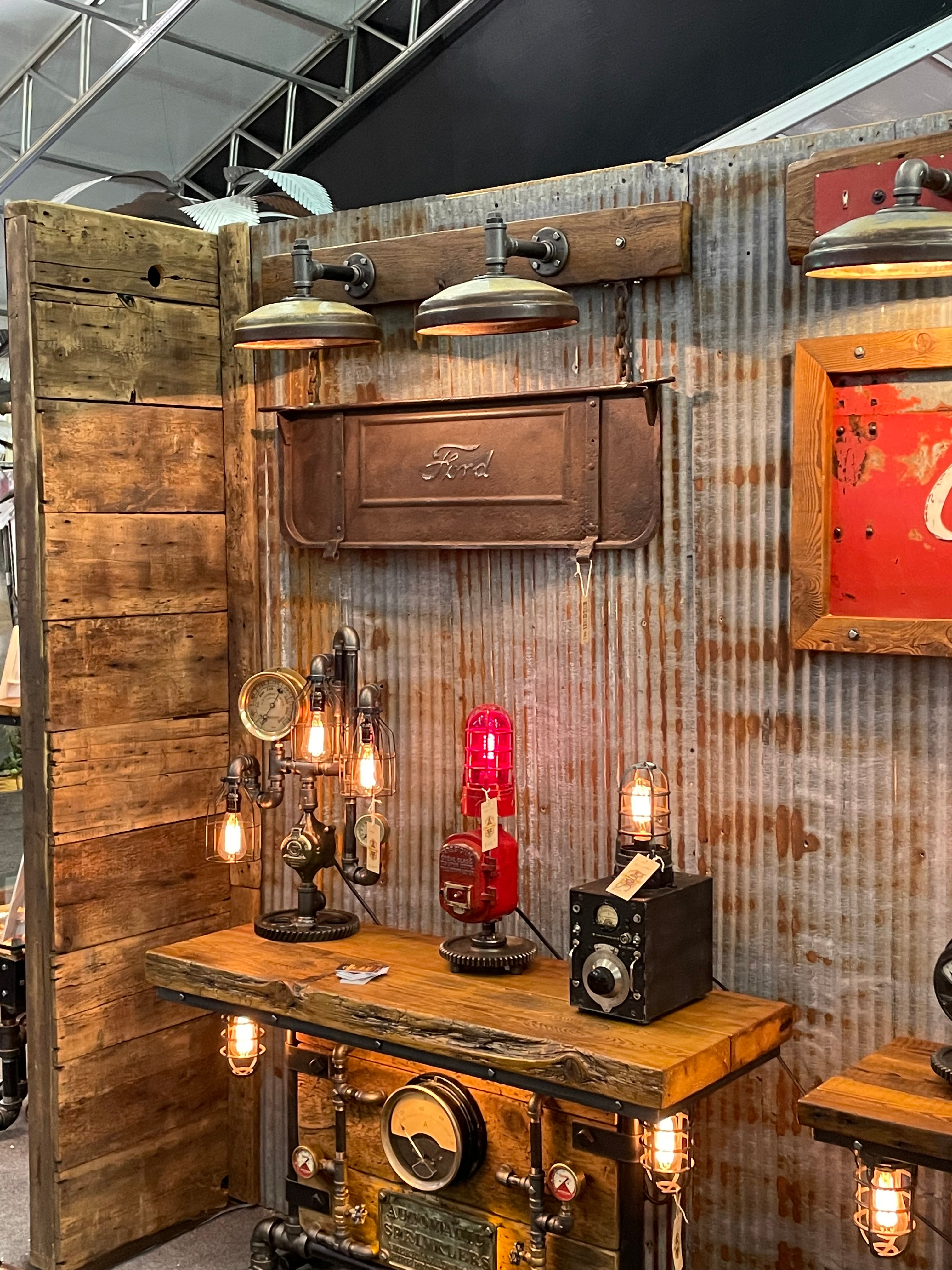 Steampunk Industrial / Antique Ford Tailgate Wall Light / Sconce