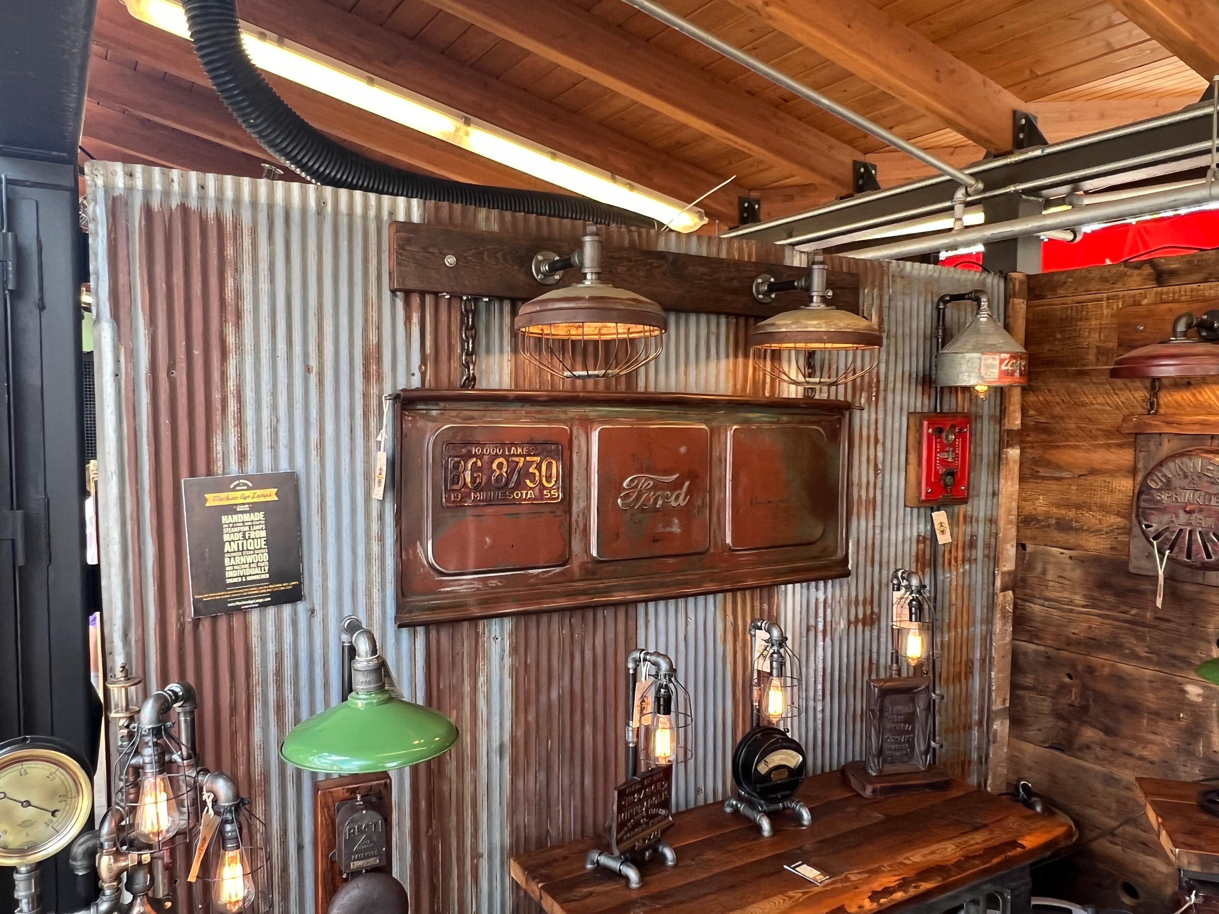 Steampunk Industrial / Antique Ford Tailgate Wall Light / Sconce / Barnwood /Automotive /  Lamp #3936
