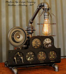 Steampunk Industrial Antique WWII P-38 Aviation Instrument Control panel Lamp (Ready to Ship) SOLD