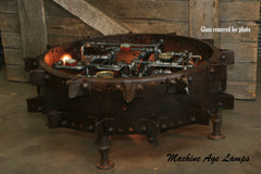 Antique Tractor Wheel Coffee Table / 1940's Steel Wheel / Farm / Farmall  #DC 1722 sold