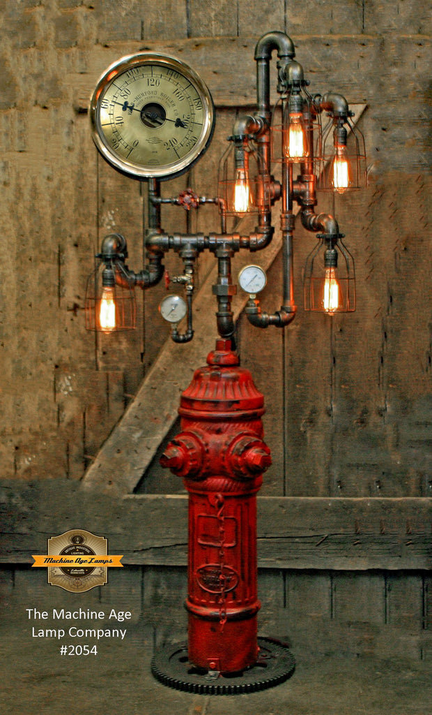 Steampunk Industrial / Fire Hydrant / Floor Lamp / Steam Gauge / Lamp #2054