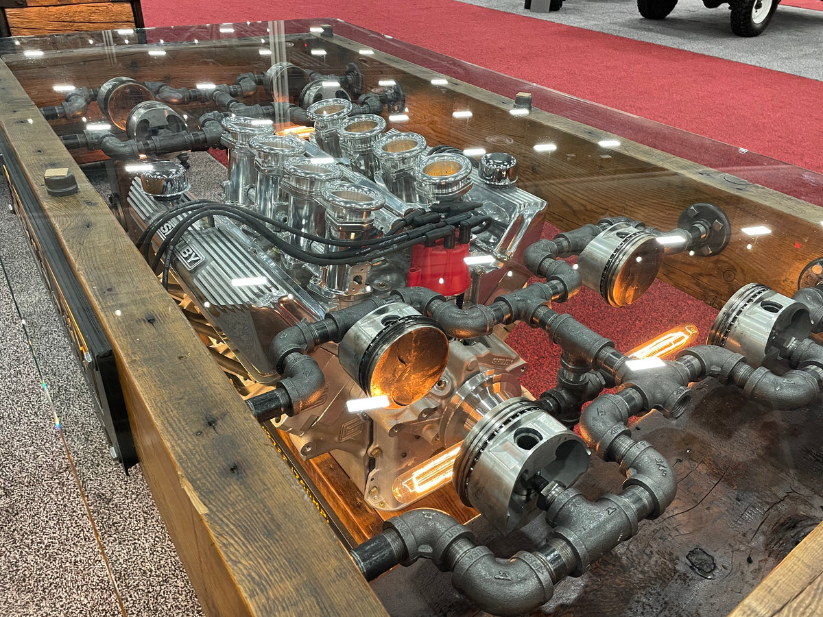 Engine Table Hot Rod Industrial Pub Height Carroll Shelby 427 FE Engine Table #3400 ...