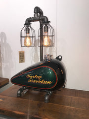 Steam punk Industrial reclaimed repurposed Harley Davidson gas tank / Lamp # sold