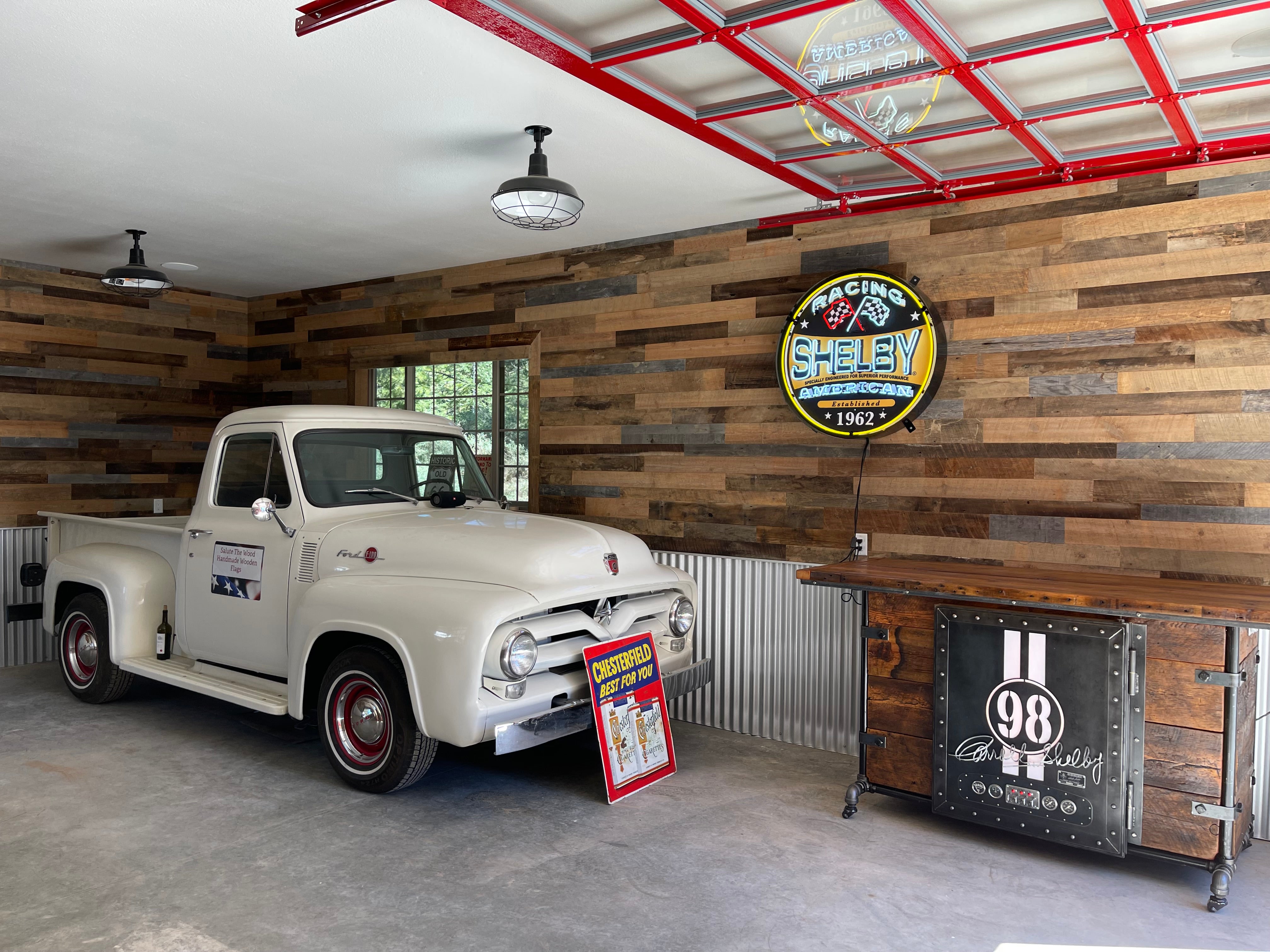 Steampunk Industrial Refrigerator Bar / Barnwood  / Hostess Stand / Large 8' Table / Carroll Shelby / #3410