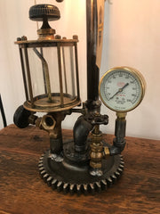 Steampunk Industrial / Vintage Oiler / Steam Gauge / Lamp #1809 sold