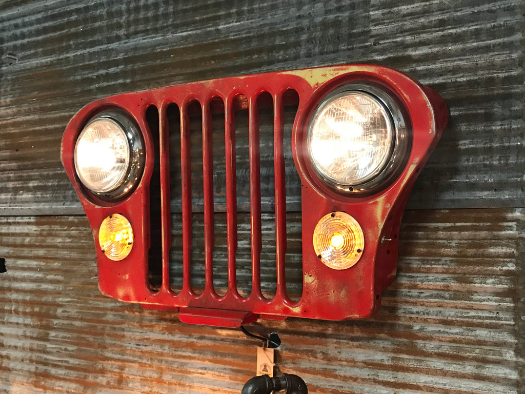 Steampunk Industrial Jeep Grille Wall Hanger Sconce / Automotive  /  #2003
