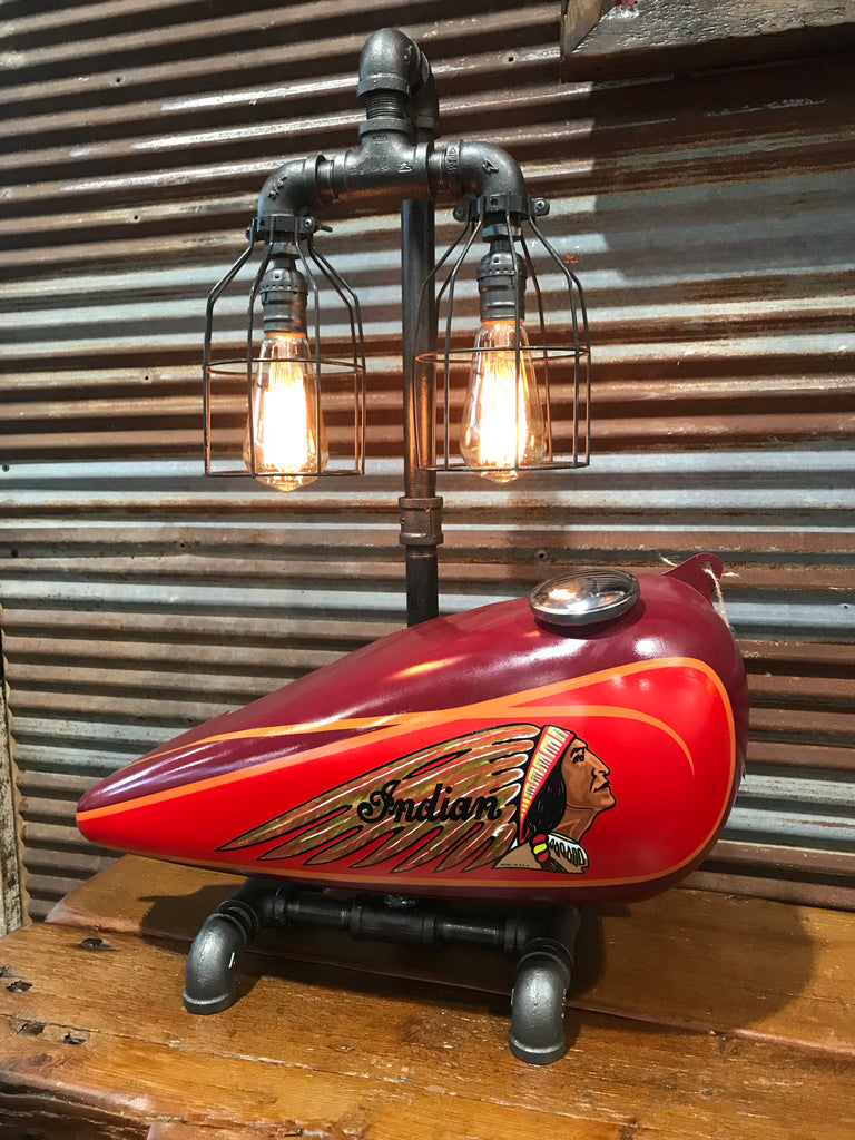 Steampunk Industrial / 1930’s Indian Scout Gas Tank Lamp / Motorcycle Lamp #1955 sold