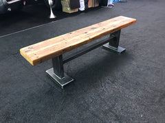 Industrial structural Iron beam Barnwood top bench