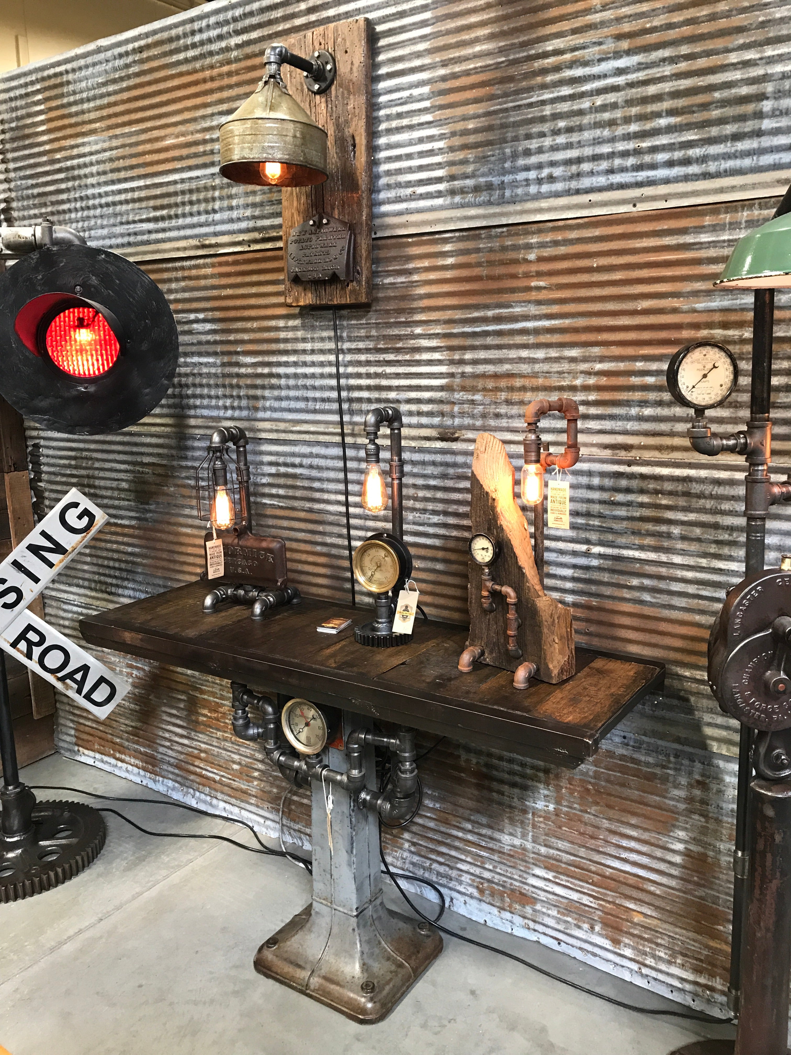 Steampunk industrial / Wall Sconce / Antique farm funnel / lamp #1651