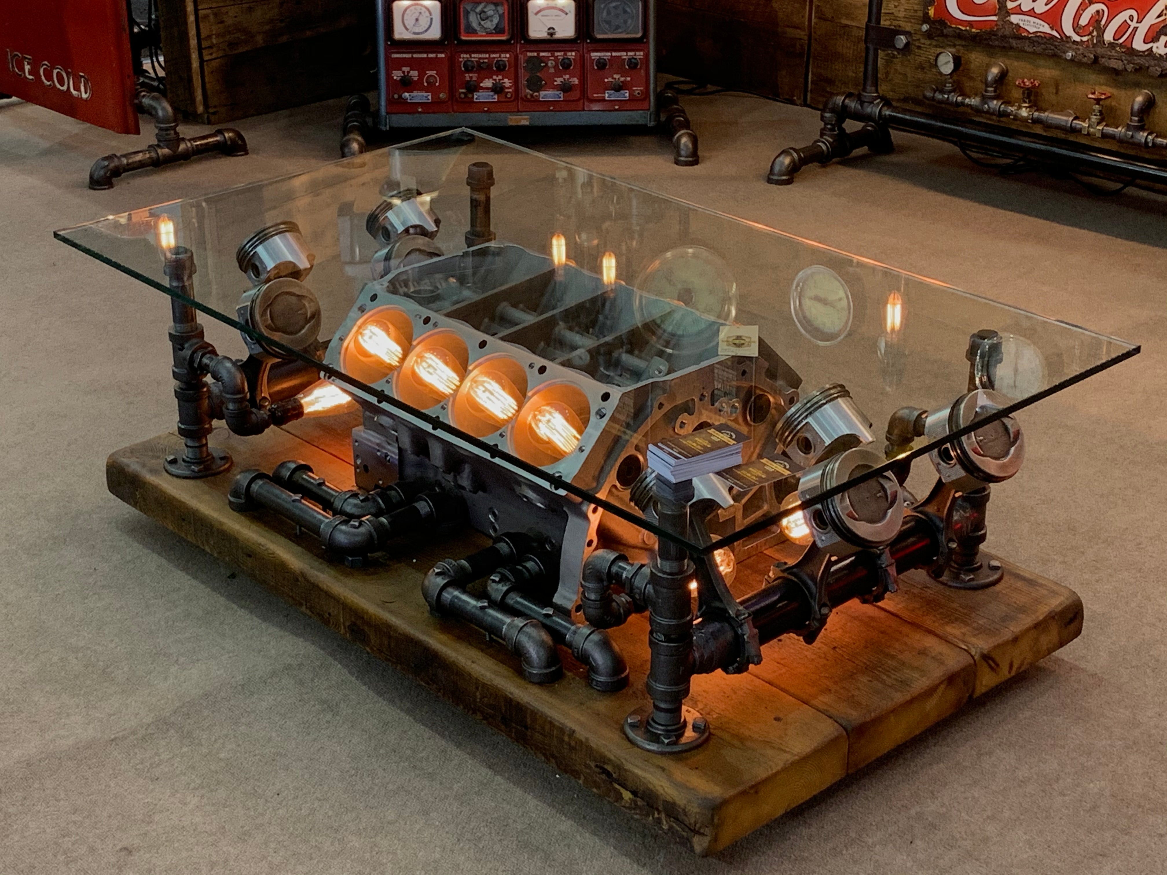 Steampunk Industrial / Carroll Shelby 427 Engine Block / Automotive / coffee Table #2800