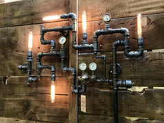Steampunk Industrial Pipe Wall Art Light Sconce