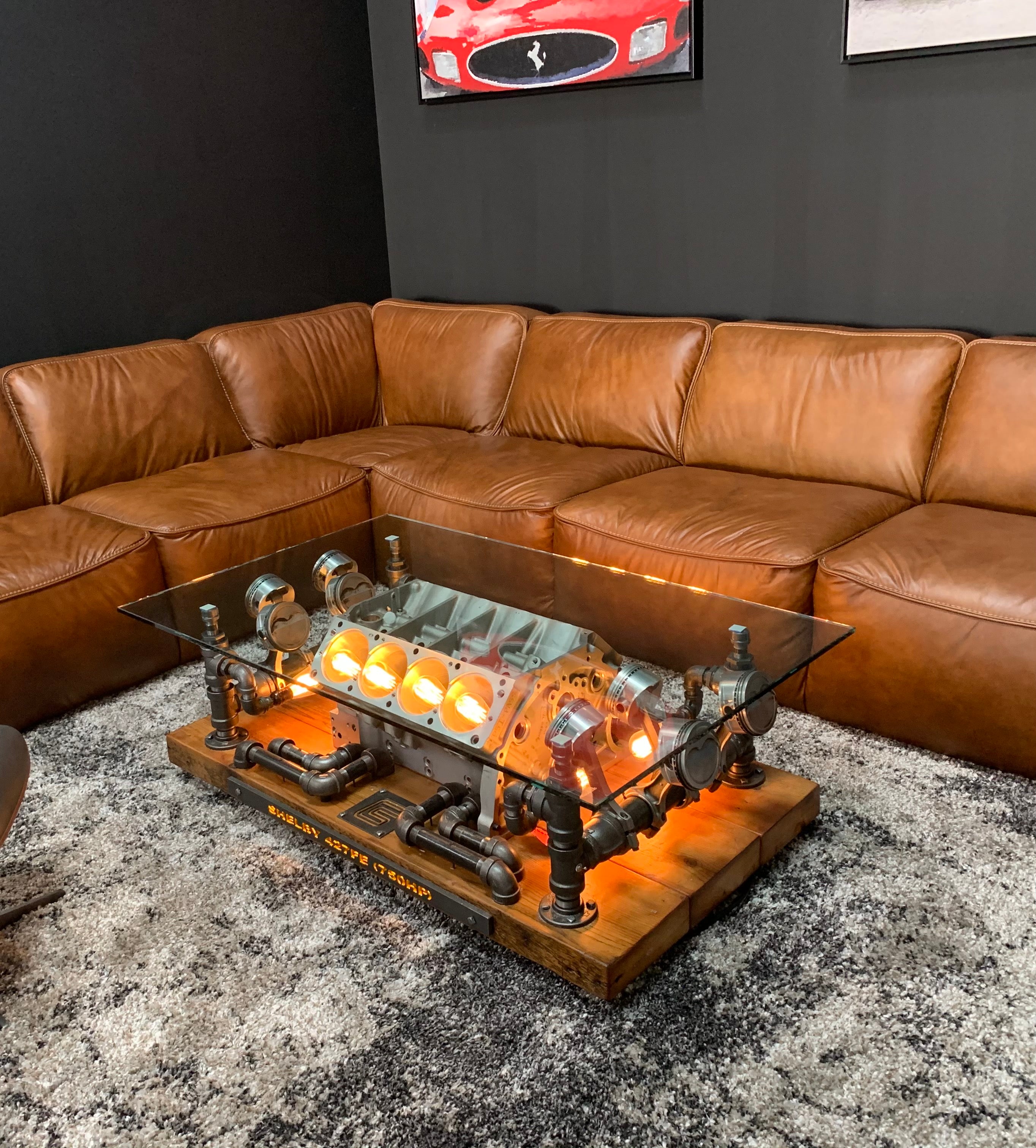 Steampunk Industrial / Carroll Shelby 427 Engine Block / Automotive / coffee Table #2800