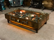 Steampunk Industrial Barnwood Coffee Steam Gauge Table  #2000