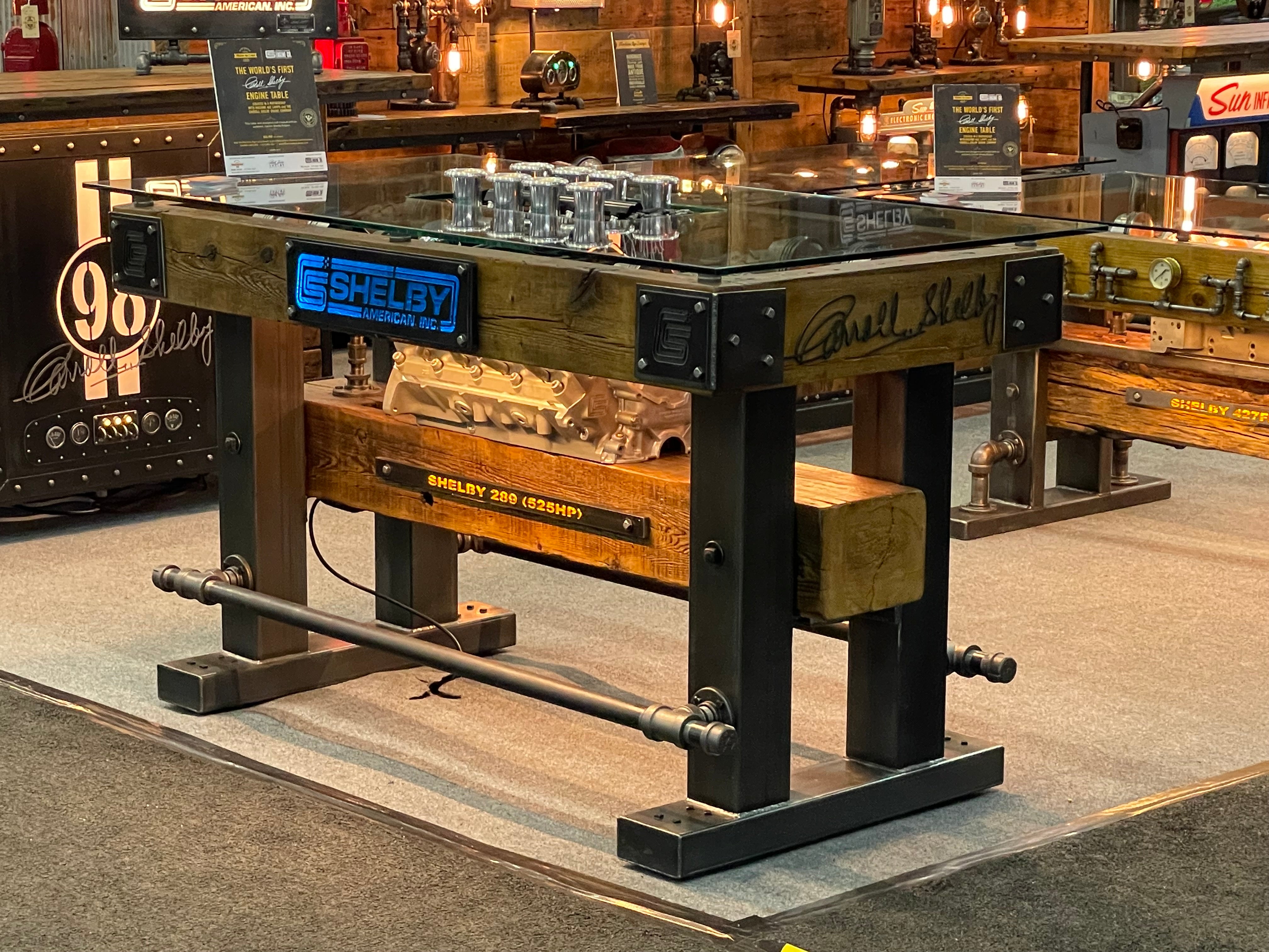 Industrial / "Pub" Height 42" / Carroll Shelby 289 Engine / Table Ford Shelby / Automotive / Pub Rail / Table #3501 Barrett Jackson