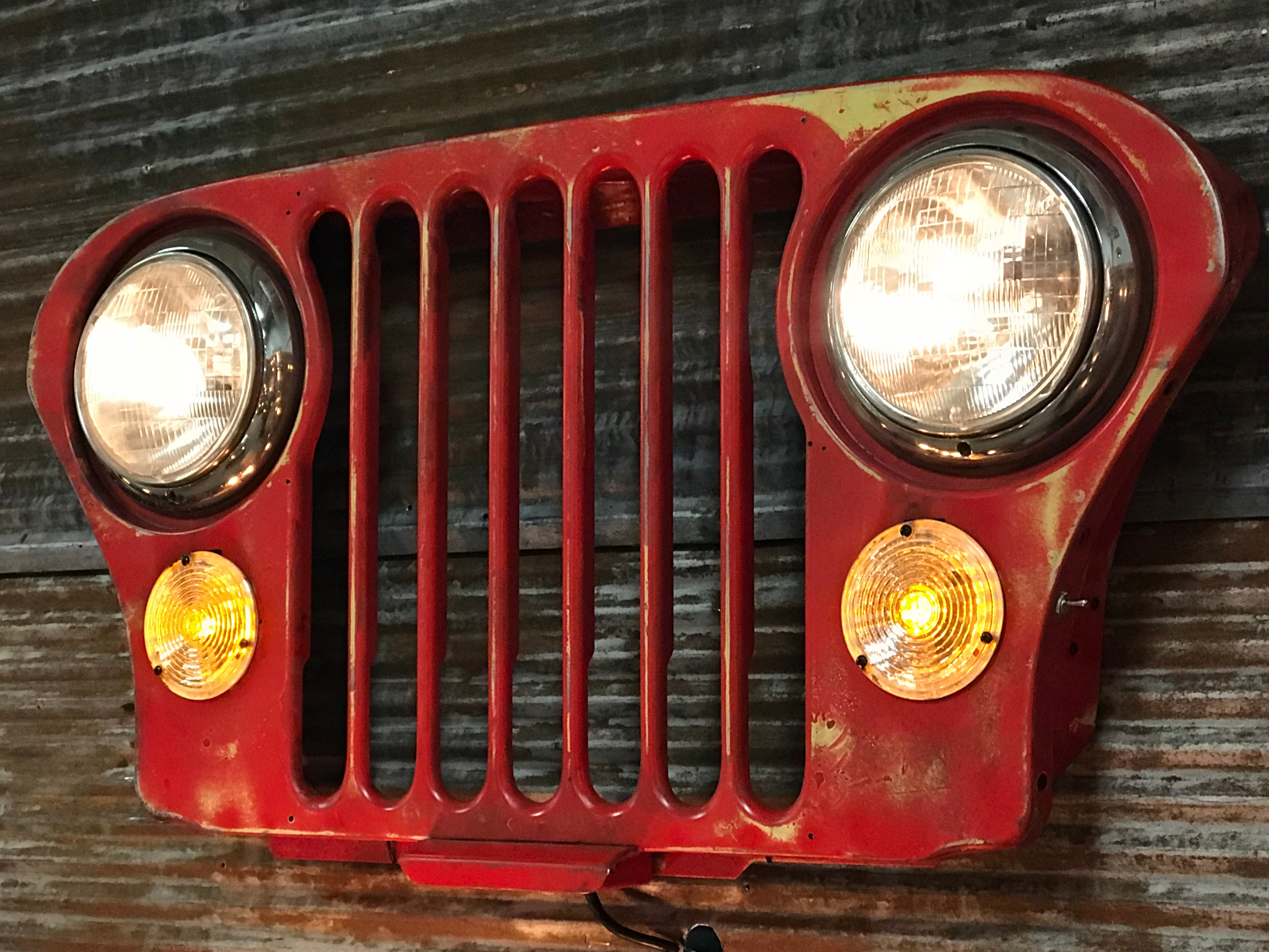 Steampunk Industrial Jeep Grille Wall Hanger Sconce / Automotive  /  #2003