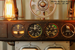 Steampunk Machine Age Aviation Instrument Control Panel Lamp & Gears Air Plane #CC25 - SOLD